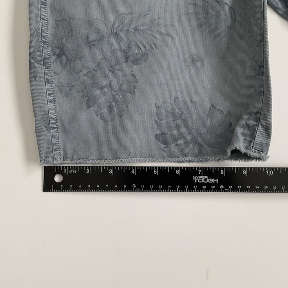 Paperbacks Mens Shorts Sz 32 Gray Tropical Print Chino Golf Beach Hawaii Raw Hem - Picture 8 of 9